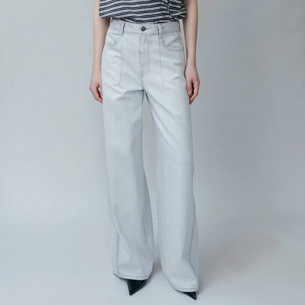 Dart-Point Denim Wide Pants SJ6SL628-HH