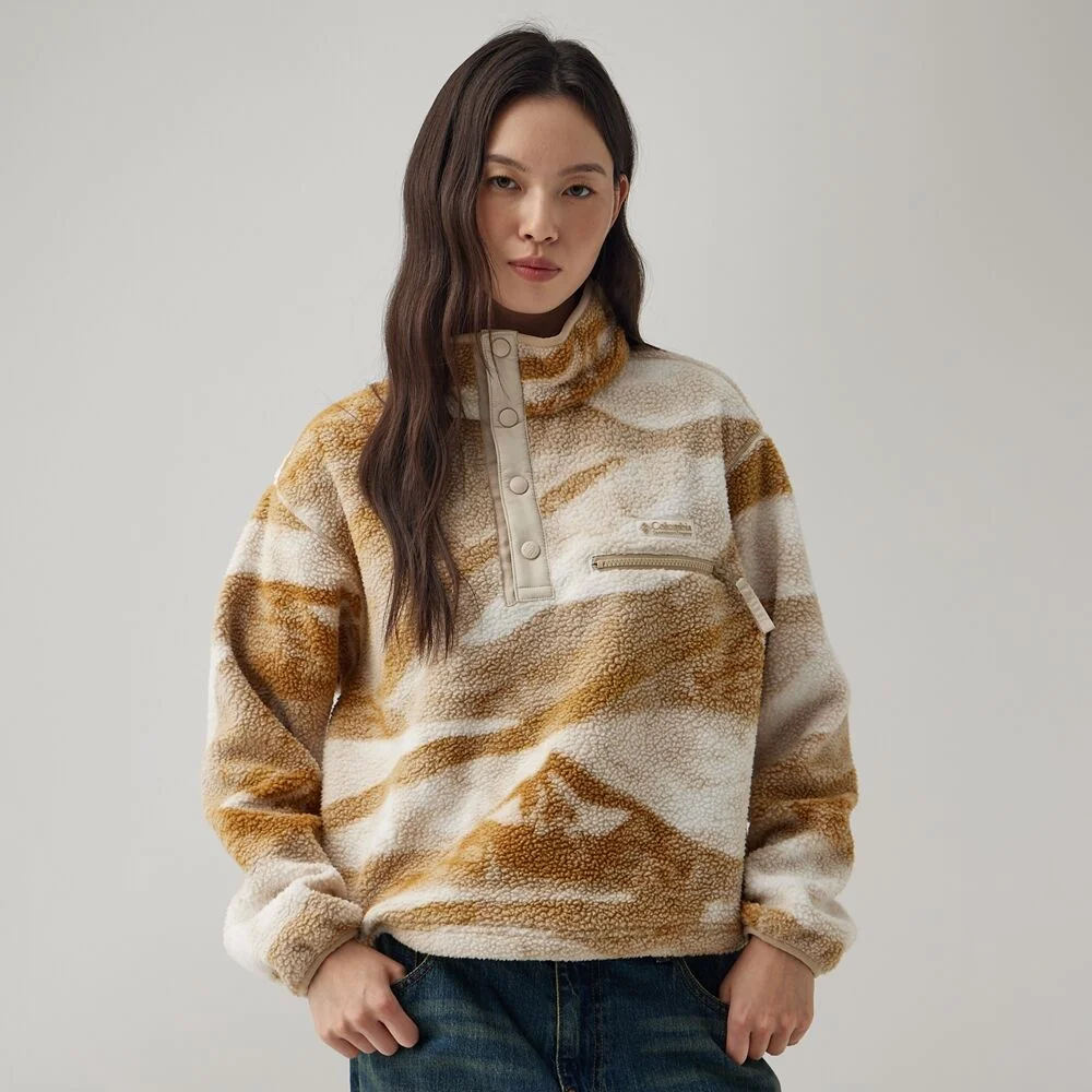 Columbia 女裝 Helvetia II 印花 Half Snap 搖粒絨 套頭 駝色 (C74AR5760128)