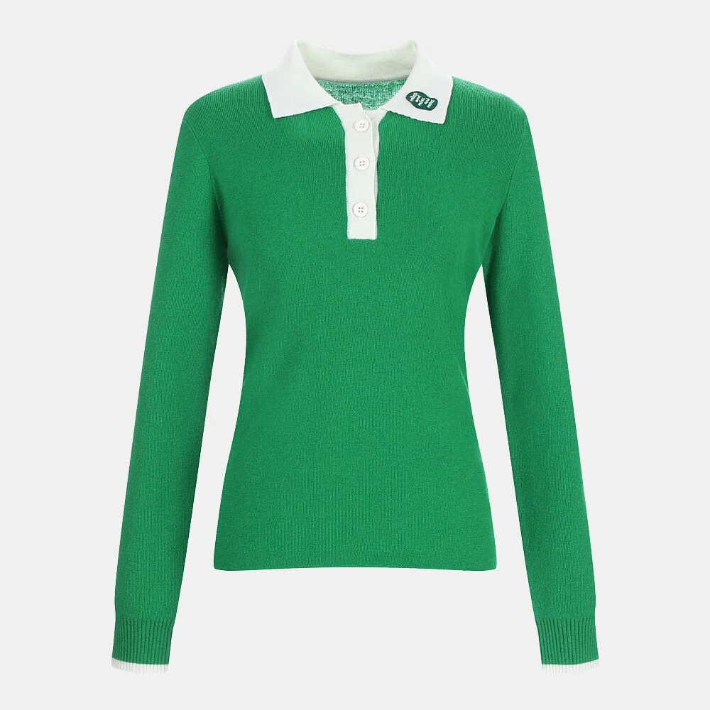 vivid collar fine wool knit_green