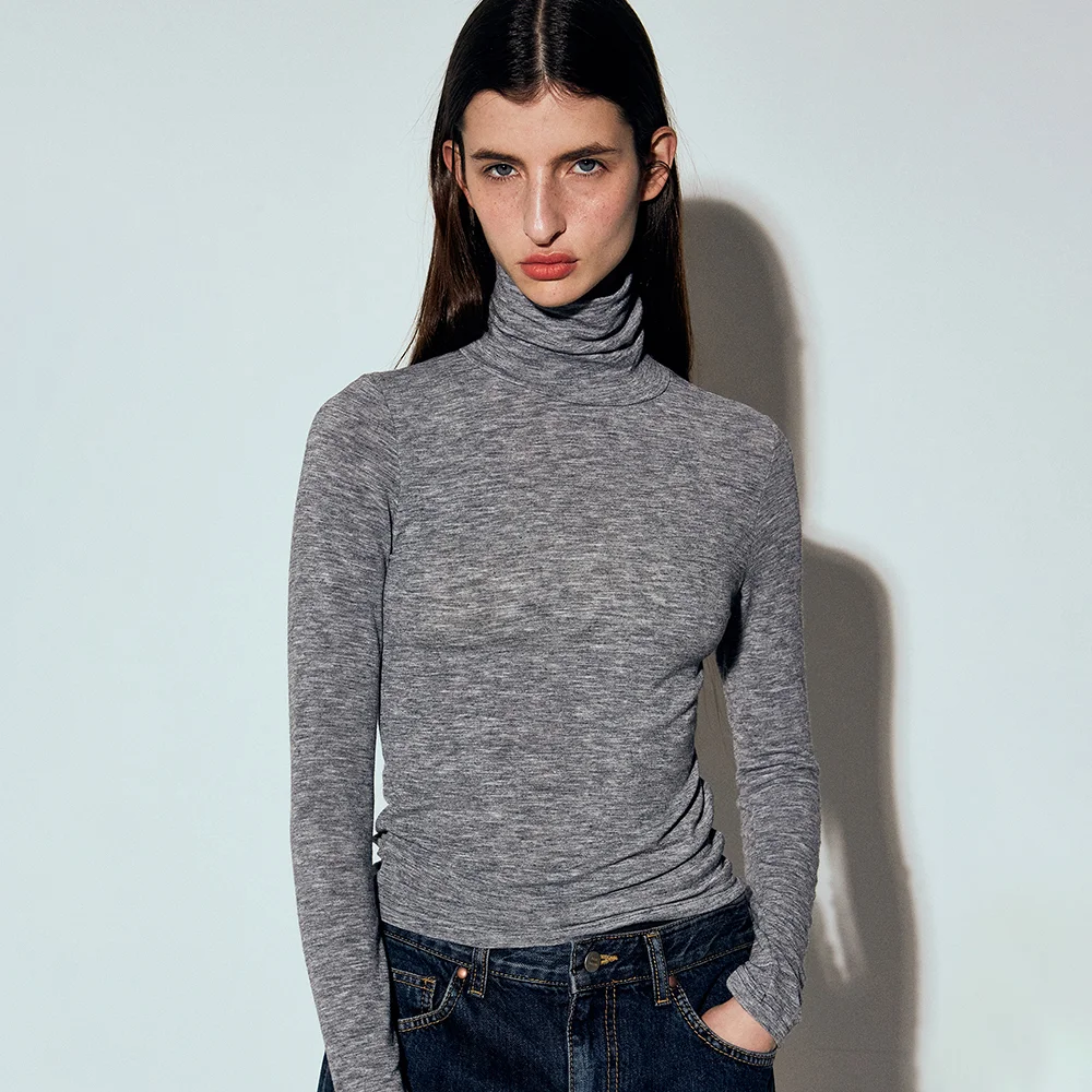 MINIMAL SLIM TURTLENECK TOP_GRAY