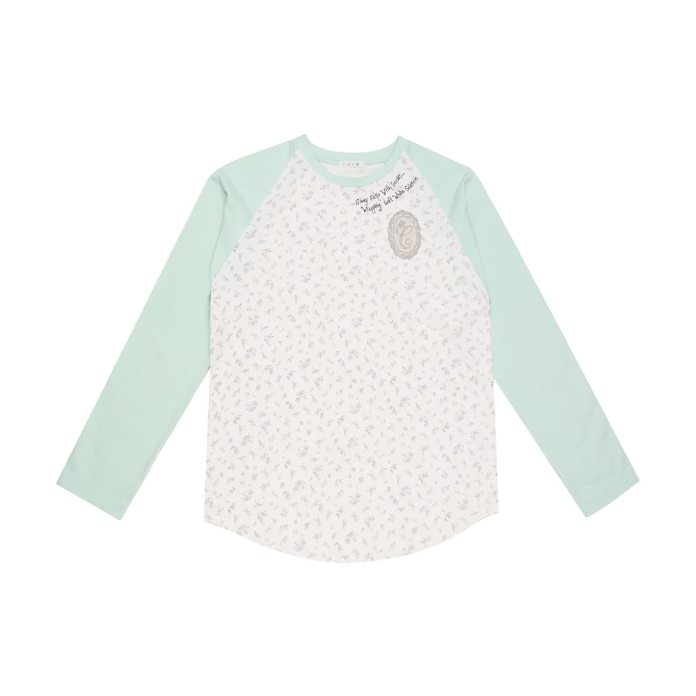 Sleep Well T-Shirt Mint & Blue Flower