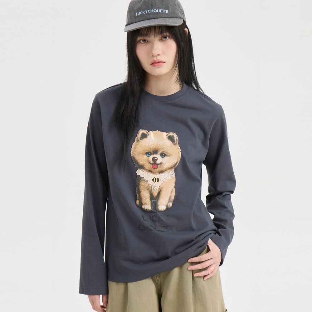 LUCKY Chou Chou Loose Fit T-shirt (dark grey) LFTAS26100GYD