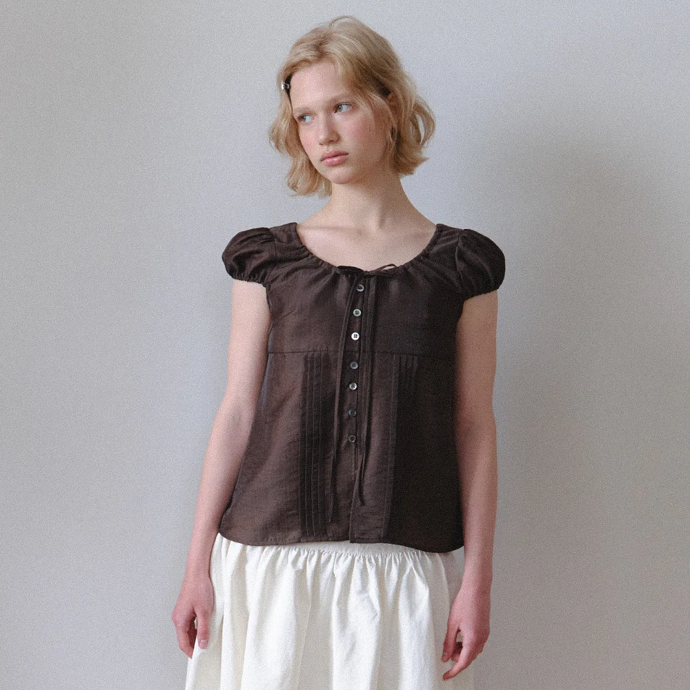 lydia puff blouse_brown
