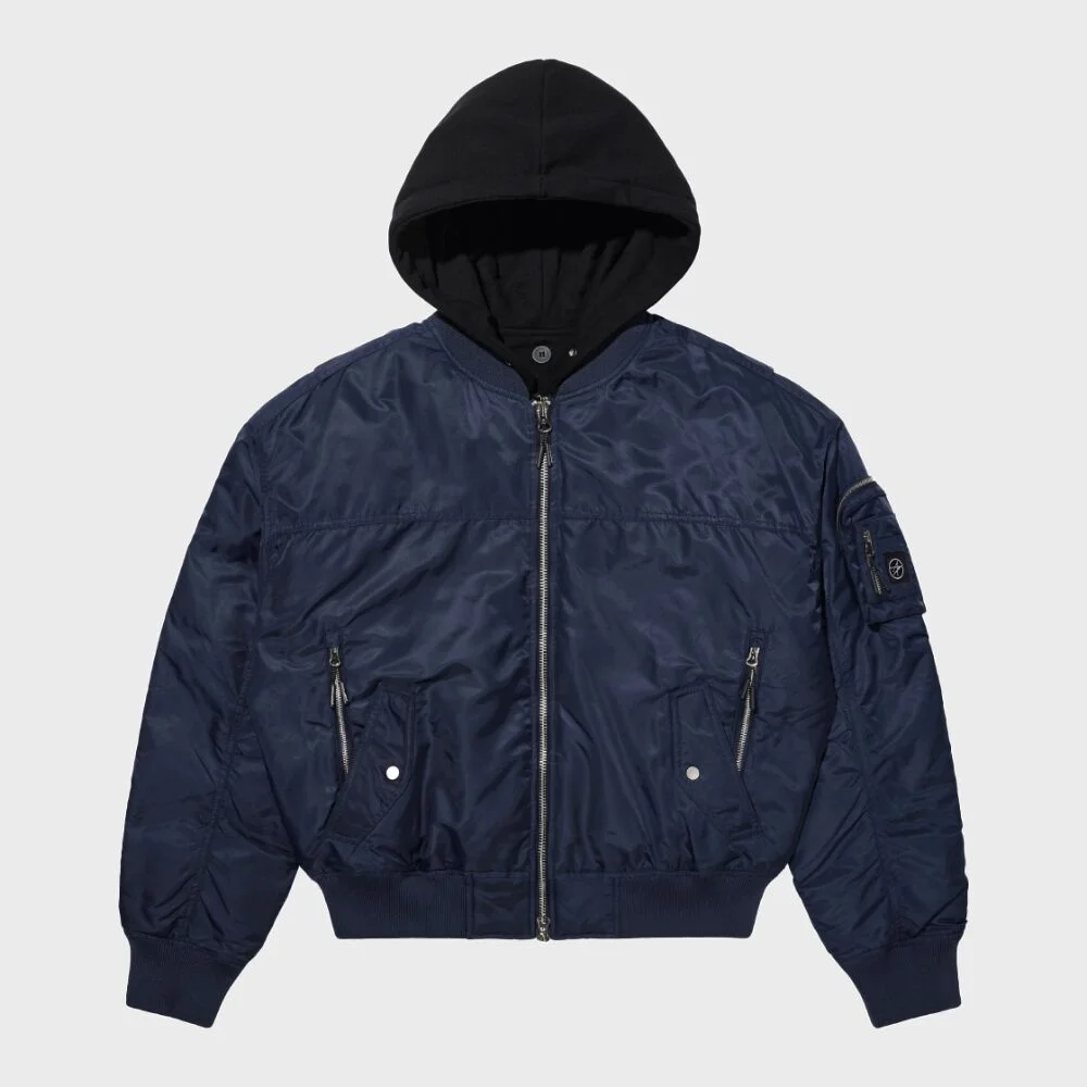 LM MULTI POCKET DOCKING HOOD BOMBER JACKET (NAVY)