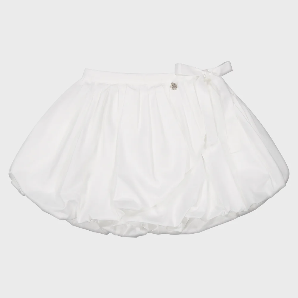 BALLOON MINI WRAP SKIRT_WHITE