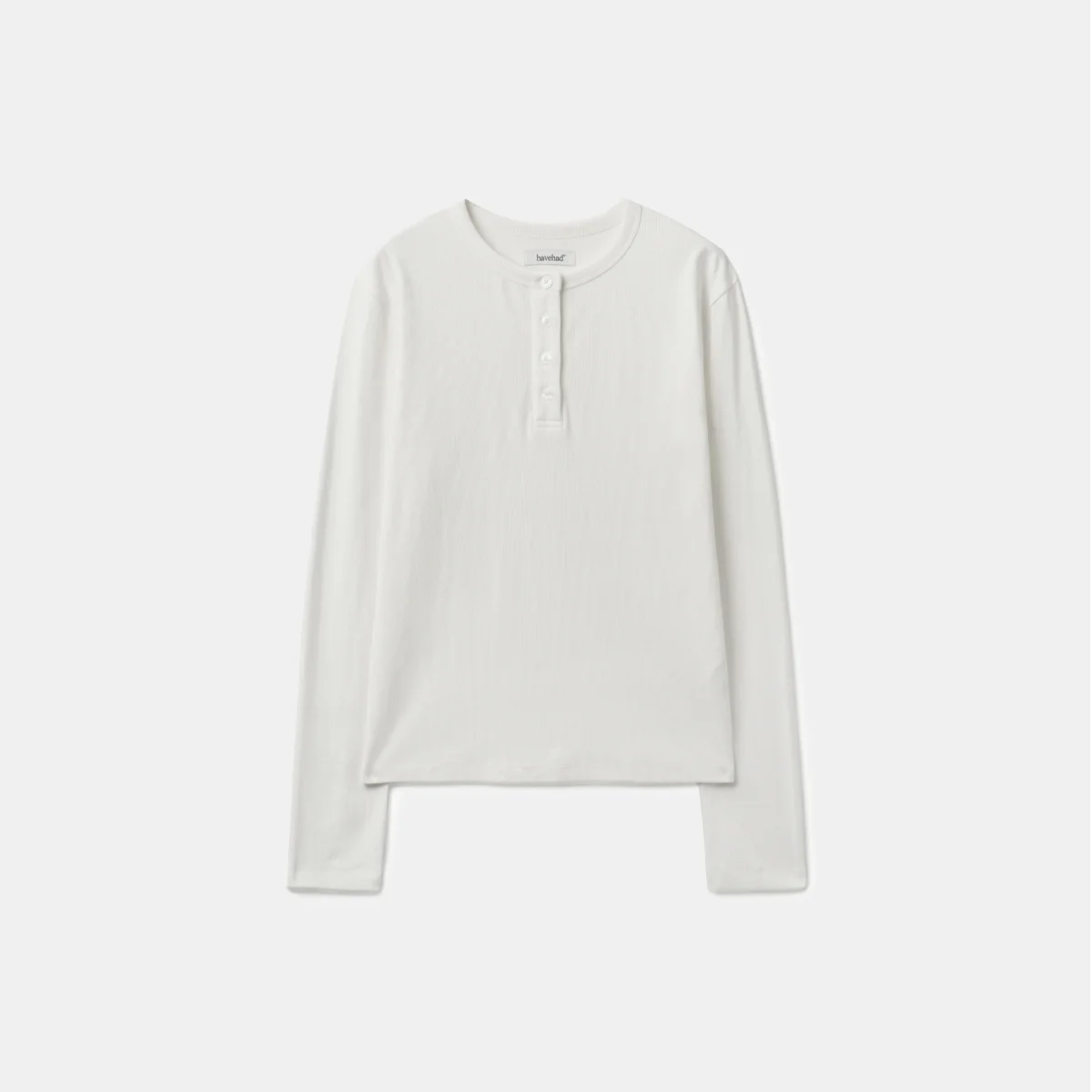 Henley Neck Long Sleeve T-Shirt (White)