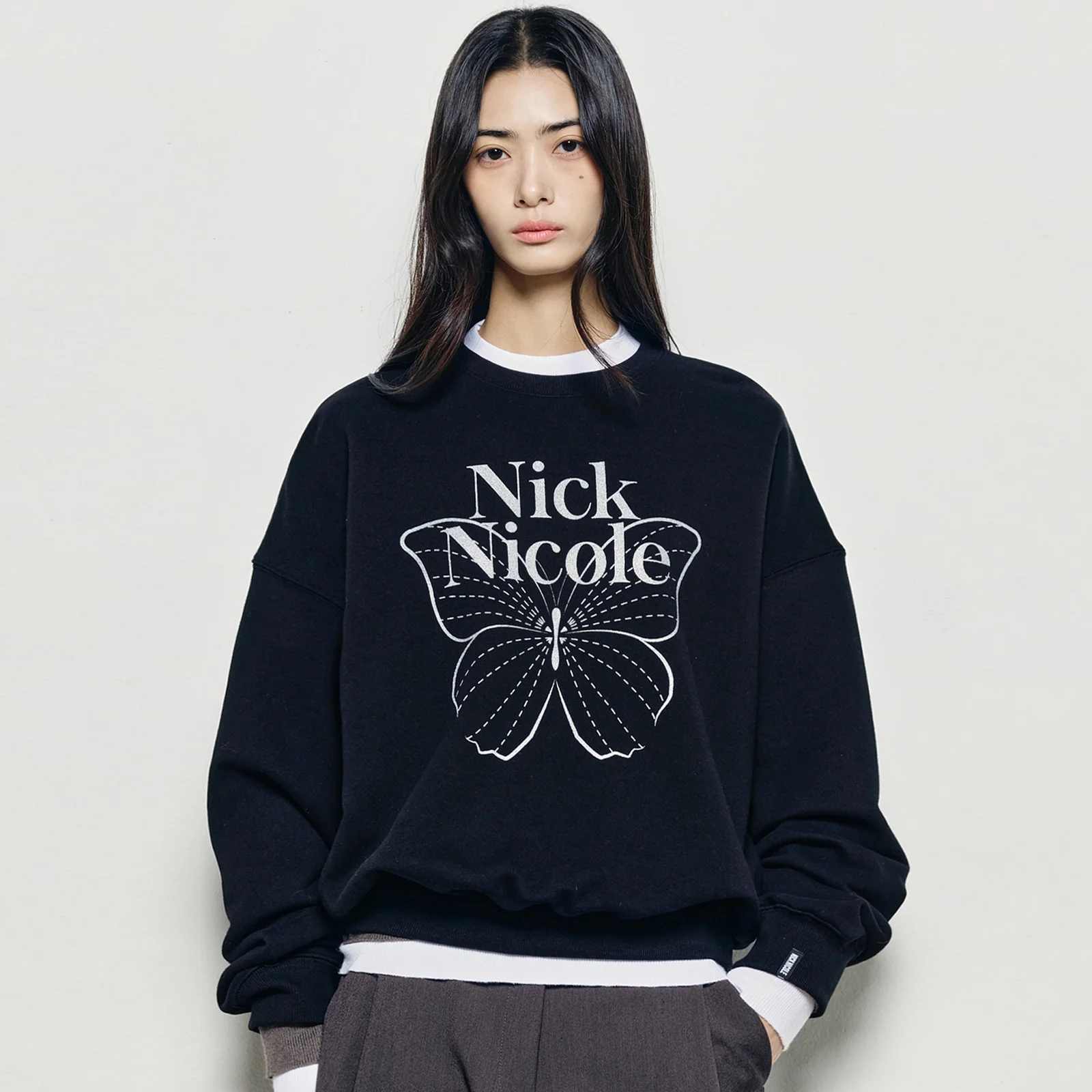 BUTTERFLY SIGNATURE SWEATSHIRT_BLACK SILVER