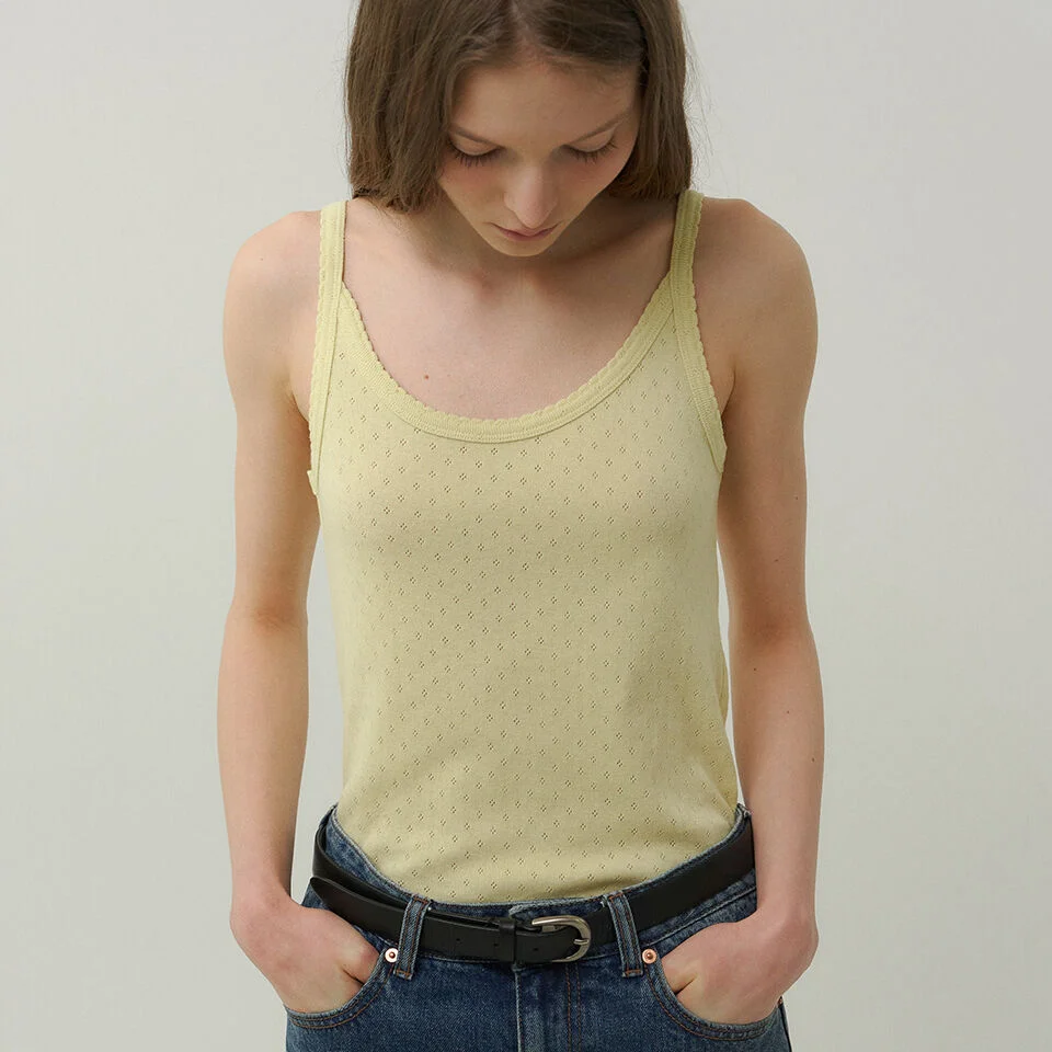 eyelet sleeveless t-shirt (4colors)