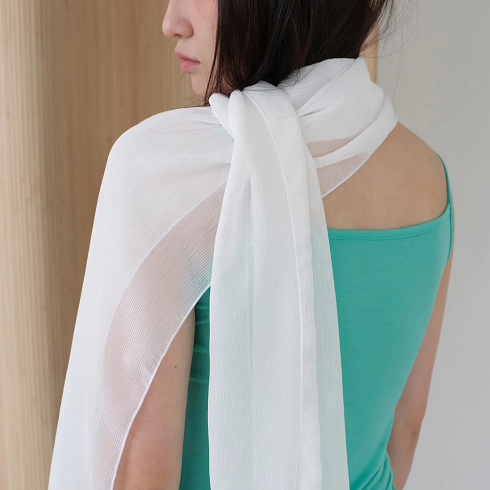 sheer dried long scarf - white