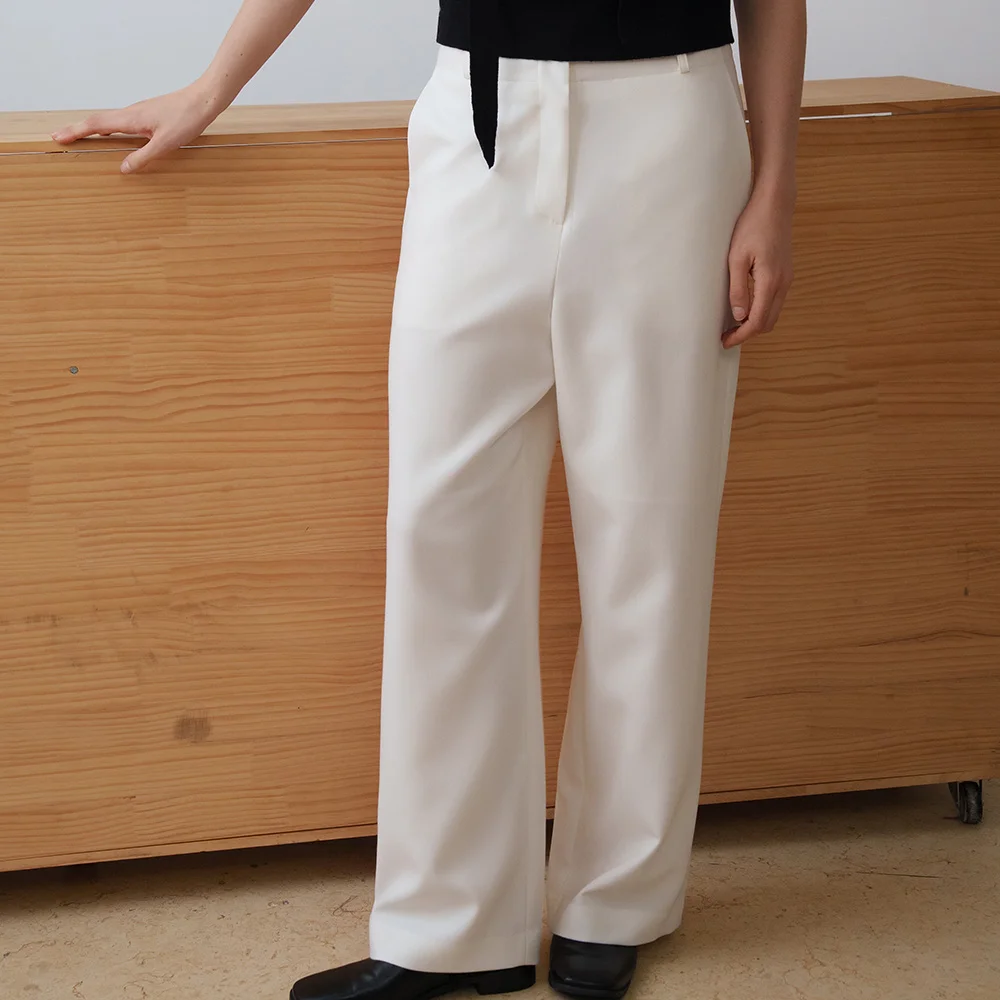 SIGNATURE STITCH WIDE SLACKS_IVORY