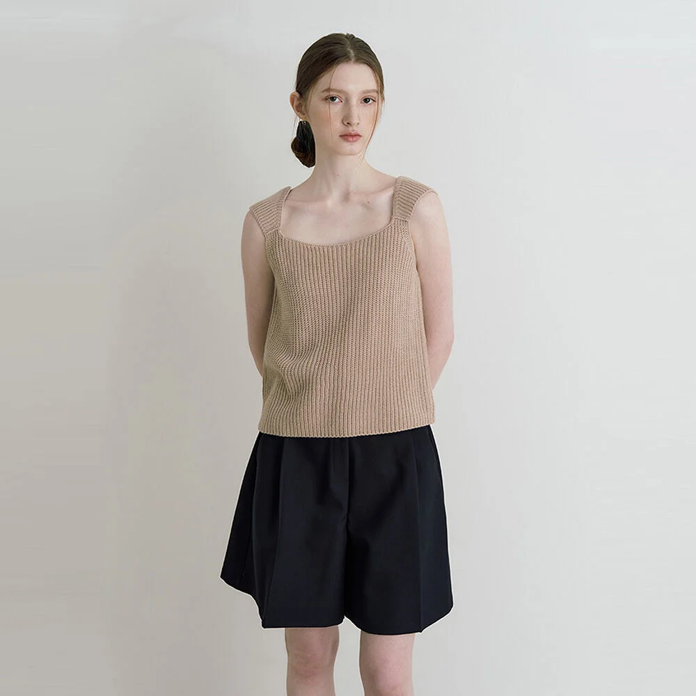 Shoulder wide strap sleeveless - milktea