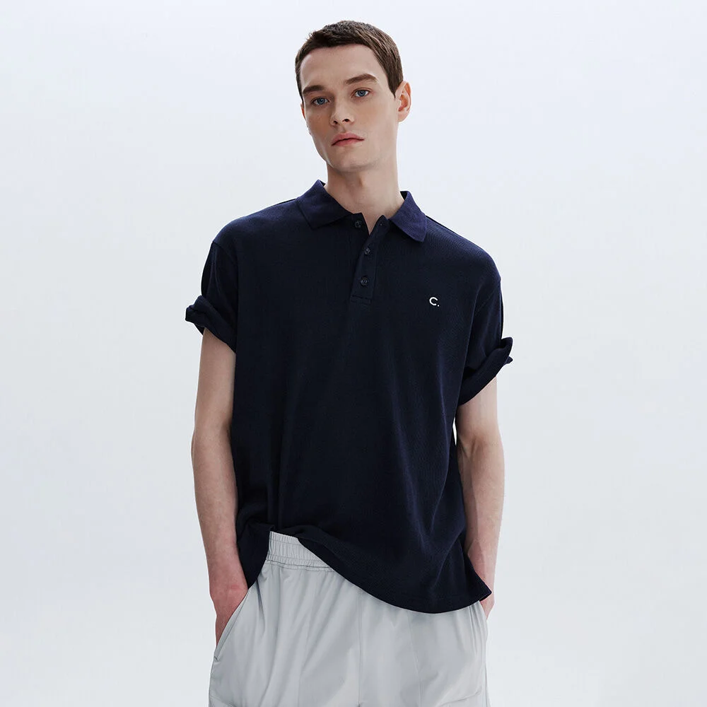 Waffle Polo T-Shirt_Men (Navy)