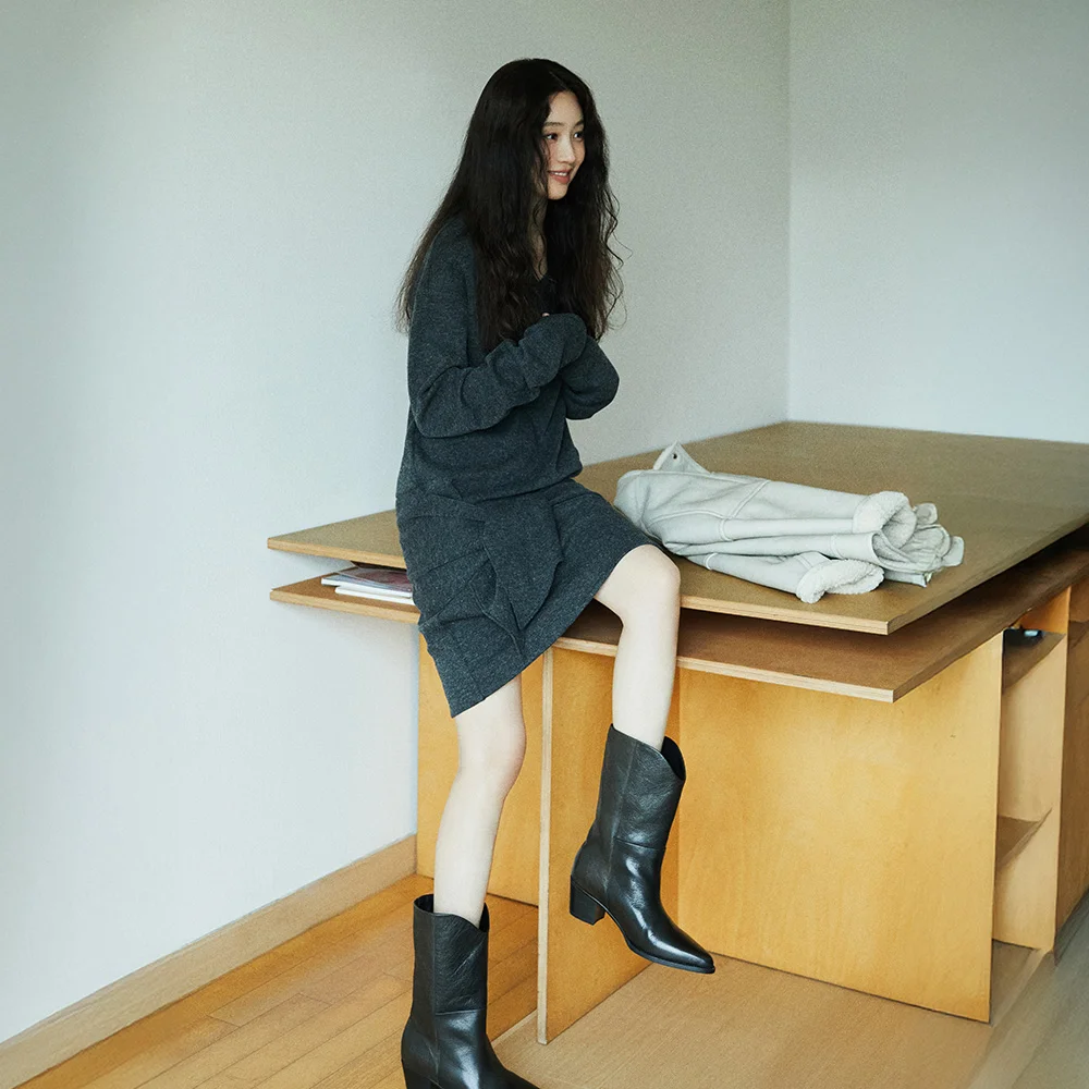 Wool Tie Jersey Dress SW5WO435-9E