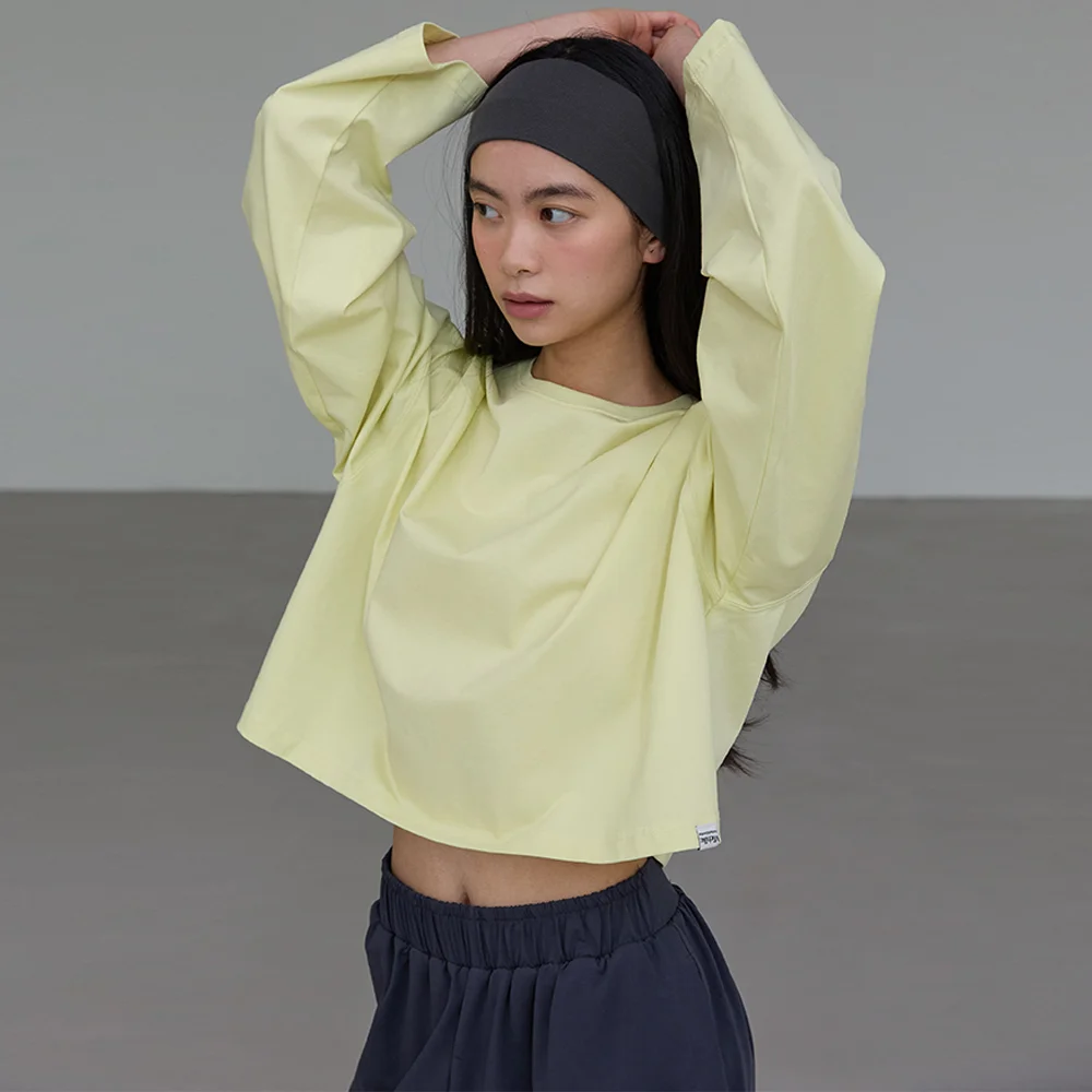 Silky Textured Cotton Tee Soft lime (2 type)