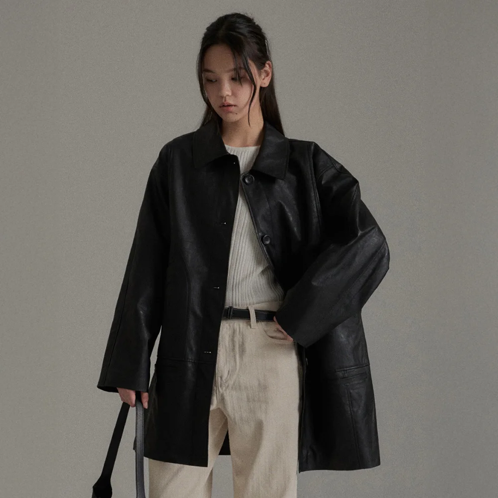 LEP LEATHER COAT (2colors)