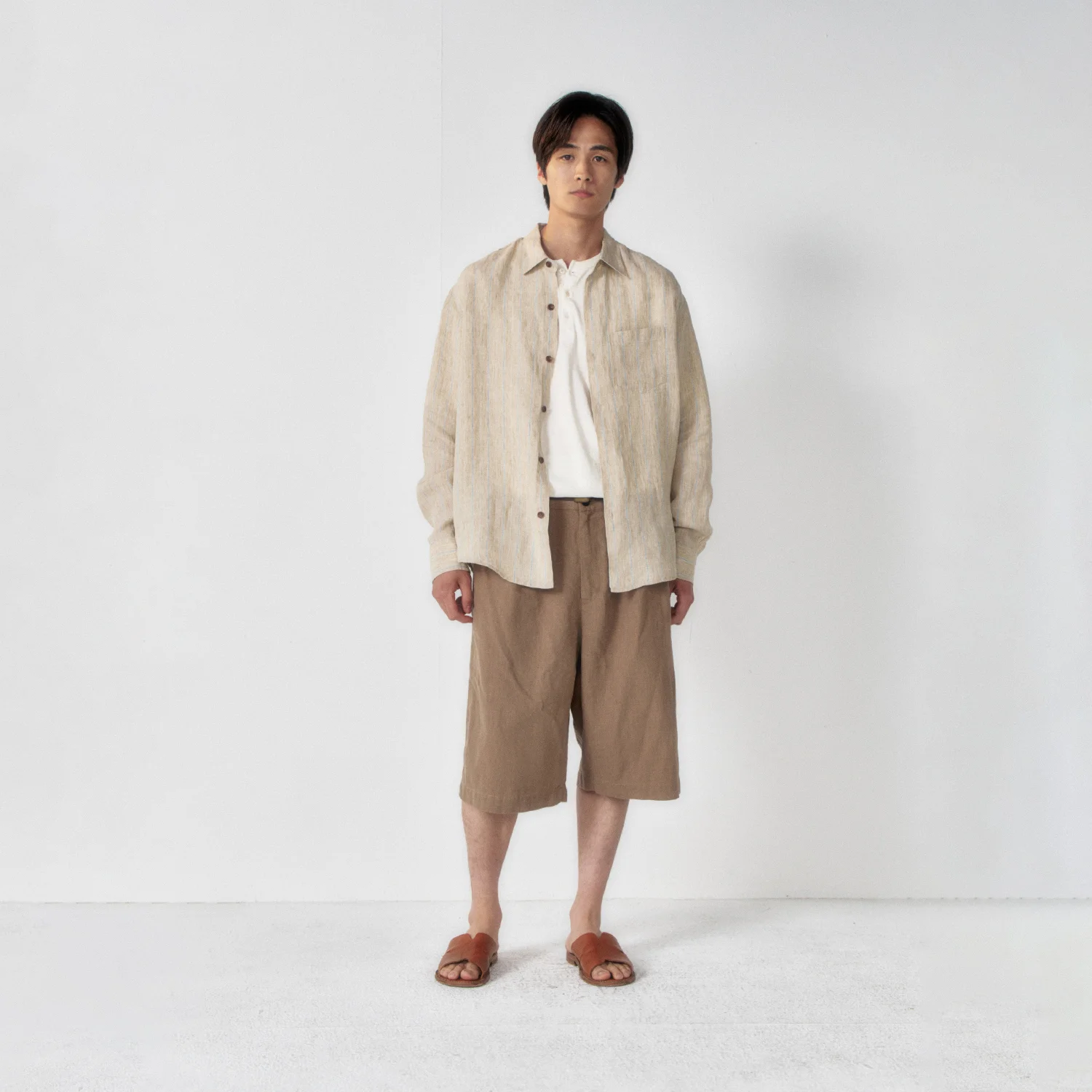 Washed Linen Bermuda Shorts_Khaki Beige