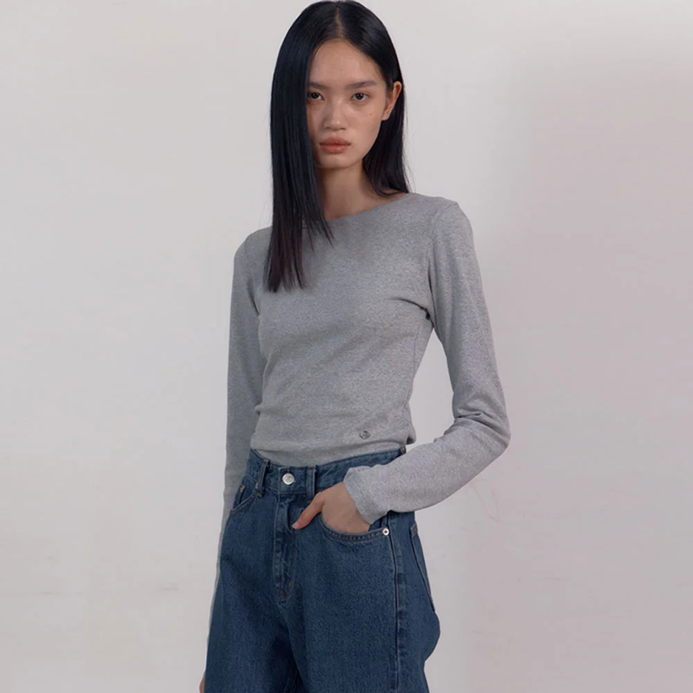 Symbol Slim Long Sleeve T-Shirts (Melange Grey)