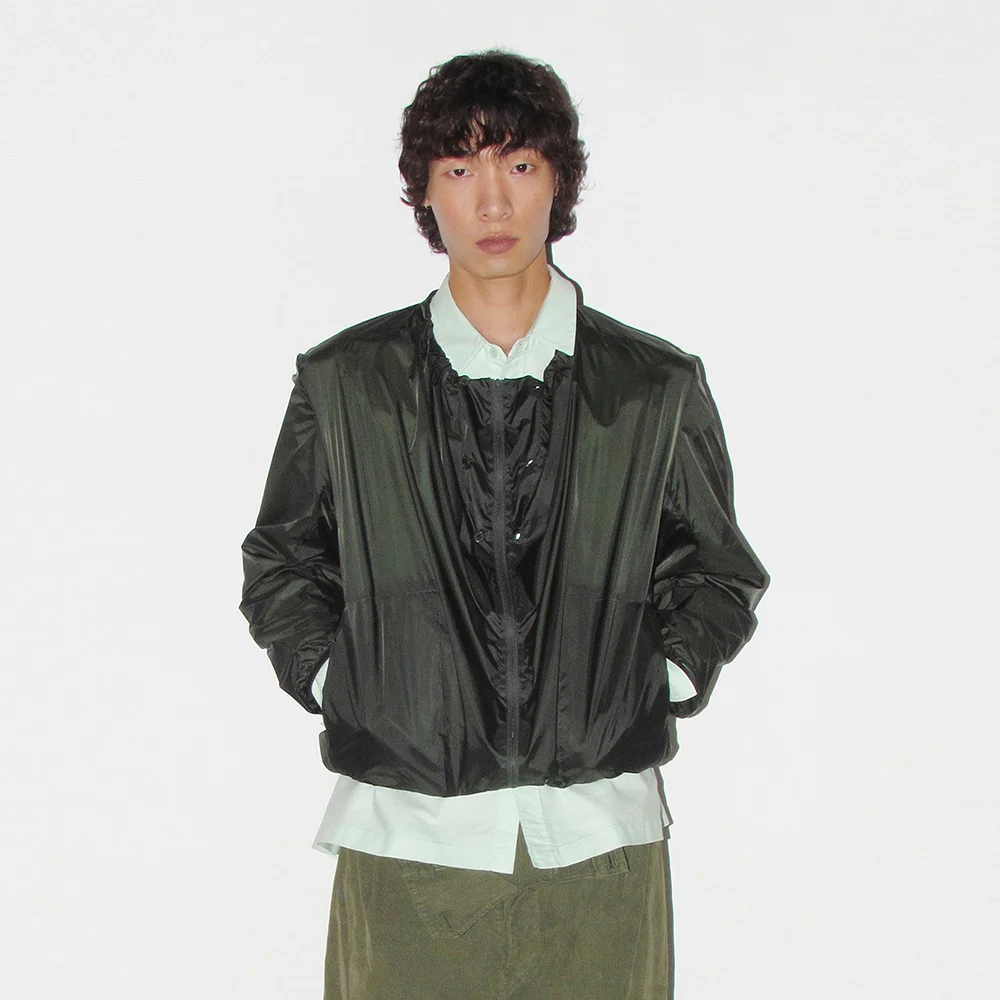 NYLON DRAWSTRING WINDBREAKER JADE GREEN