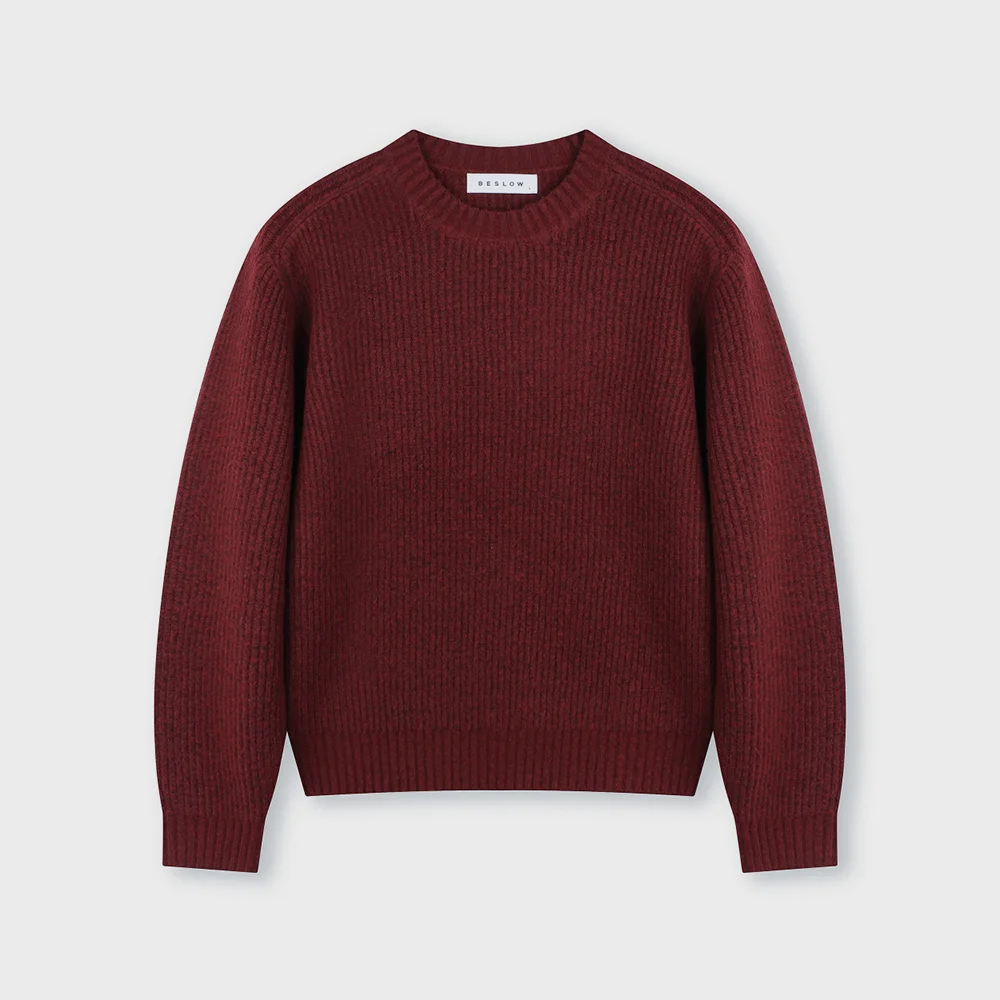 CREW NECK SHORT SWEATER BURGUNDY