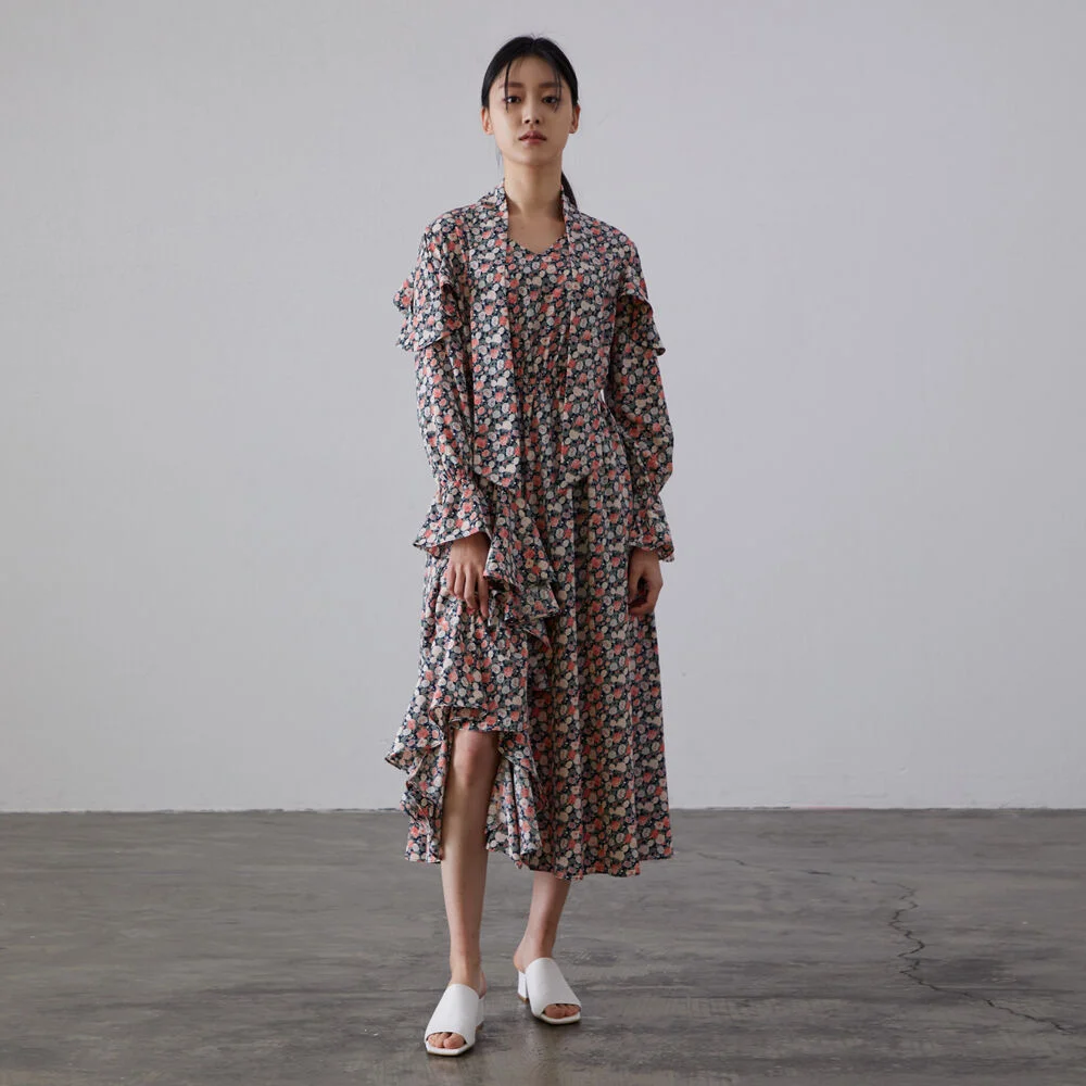 YUNA FLOWER DRESS - BLACK