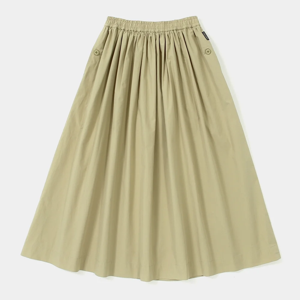 ALL-ROUND PLEATS COTTON LONG SKIRTS 米色