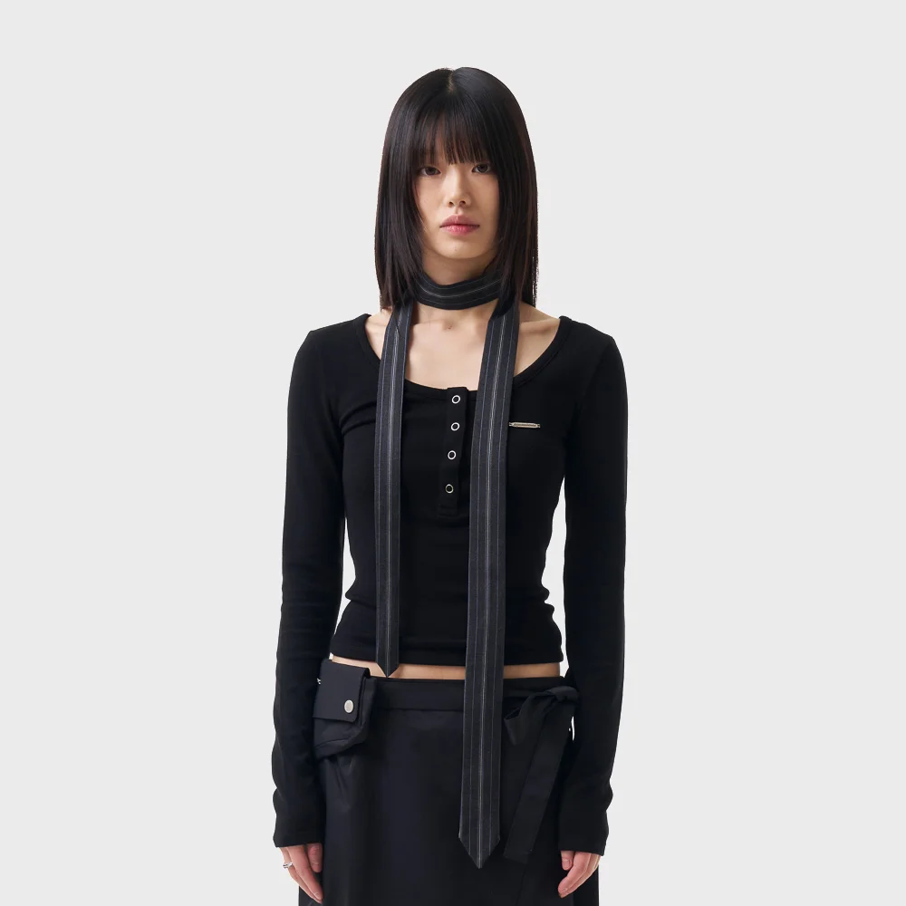 Button Fitted Top (Black)