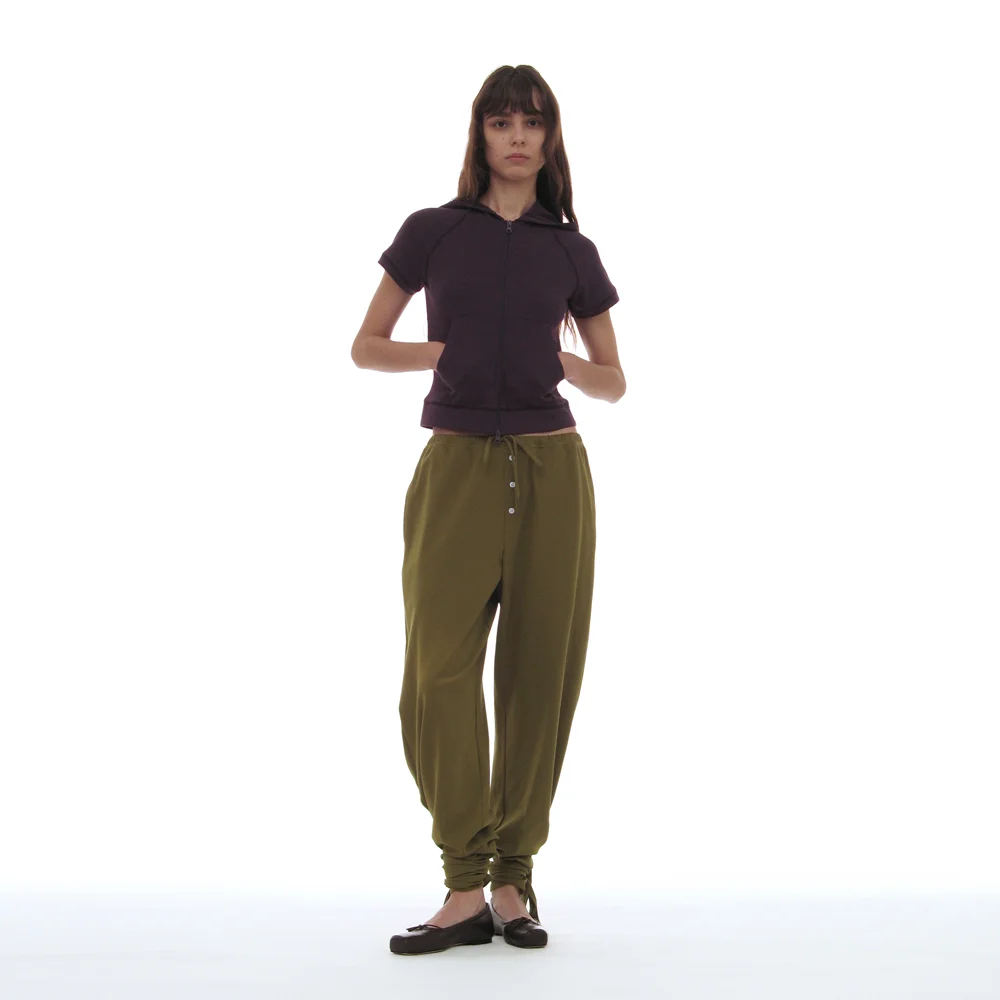 PWC TIE-UP HEM JERSEY TROUSERS_OLIVE