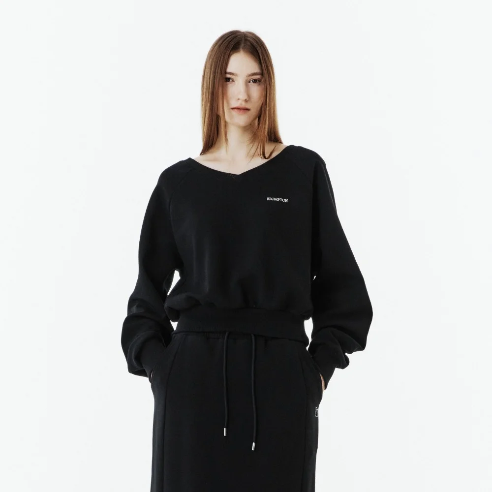 W V-NECK SWEATSHIRT - BLACK (P263WSW161)