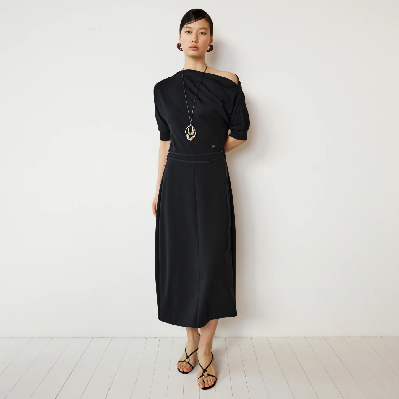 HOURGLASS FLOW JERSEY DRESS_BLACK