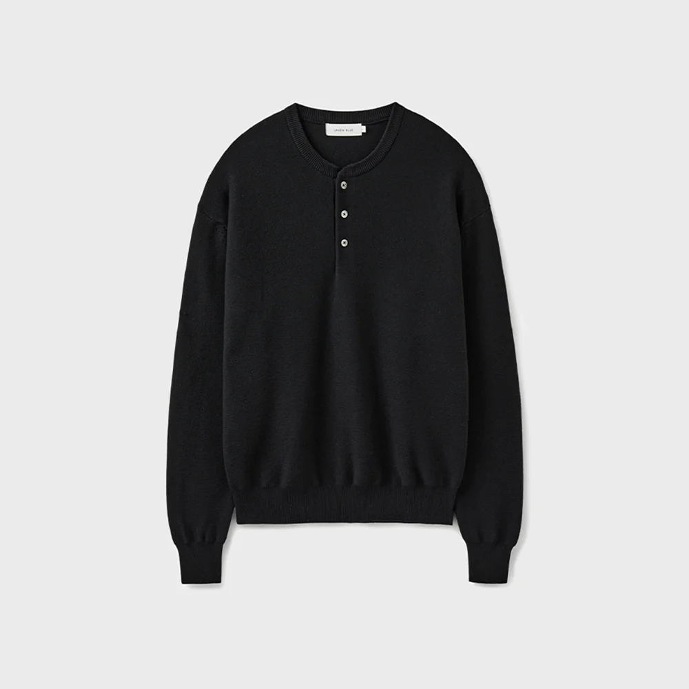 HARD TWIST HENLEY-NECK KNIT