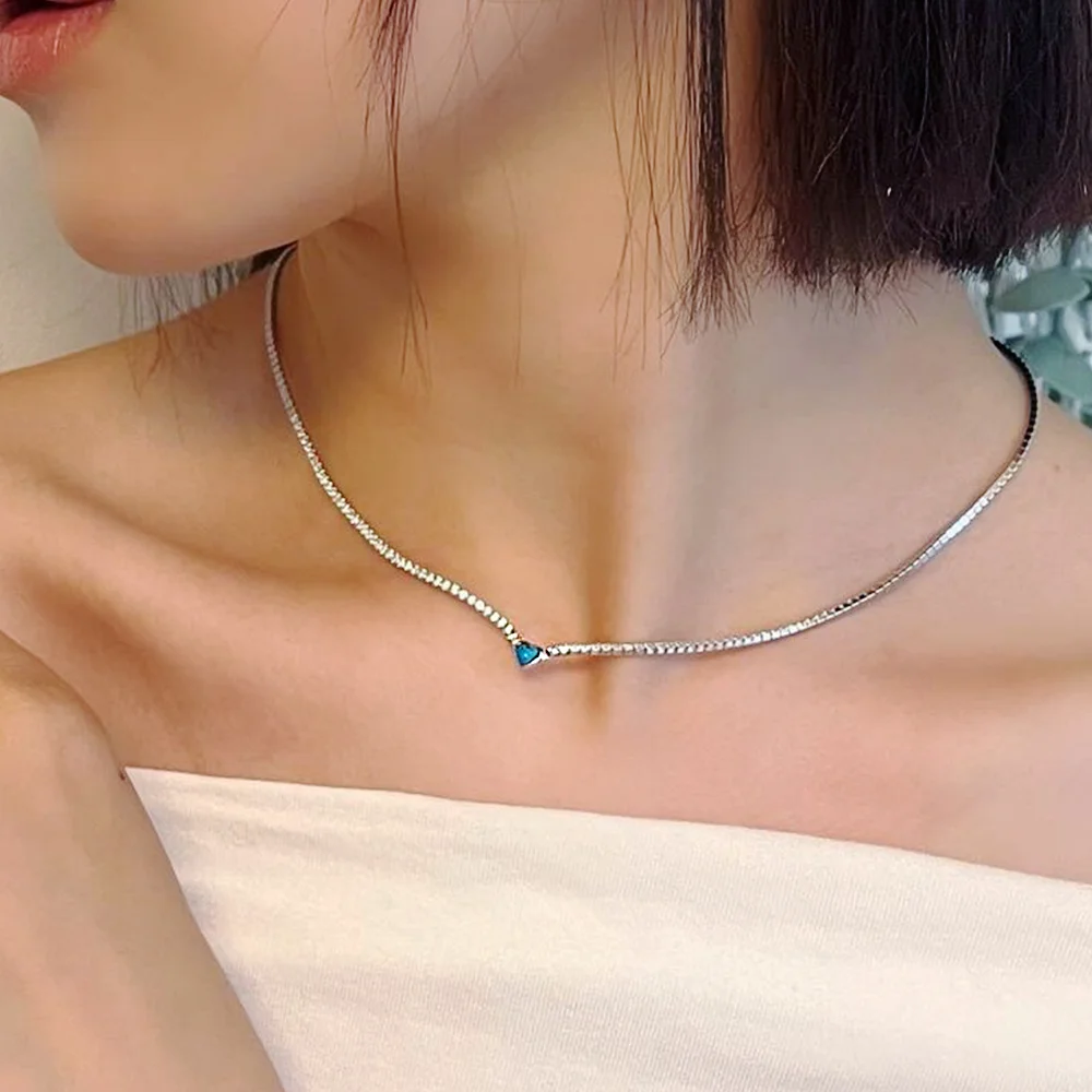 精華液 銀色(W) 網球 心形 頸鏈 土耳其 藍色 NEW HL4N46400W9420