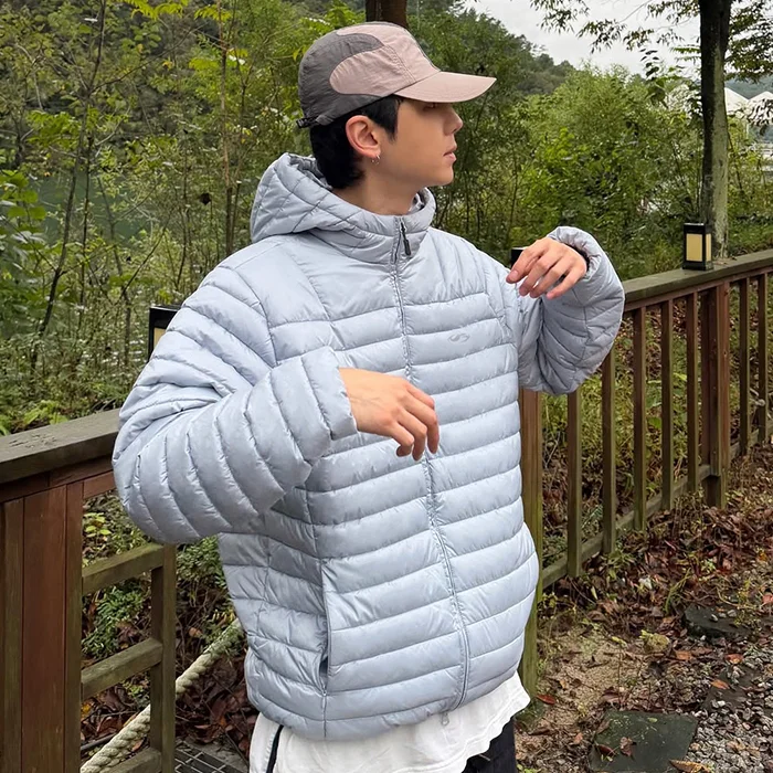透氣 淺 羽絨外套-淺藍色