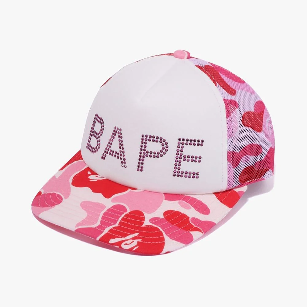 ABC 迷彩 水晶 石洗 網布 帽 PINK