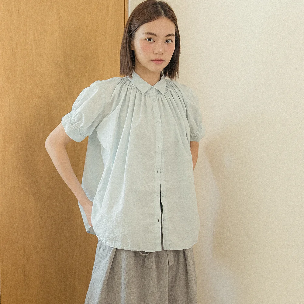 Smock Airy Blouse - Sky Blue