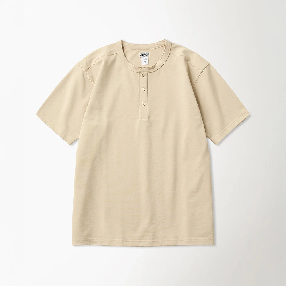 10.6 oz Cotton Short Sleeve Henley Tee Apricot
