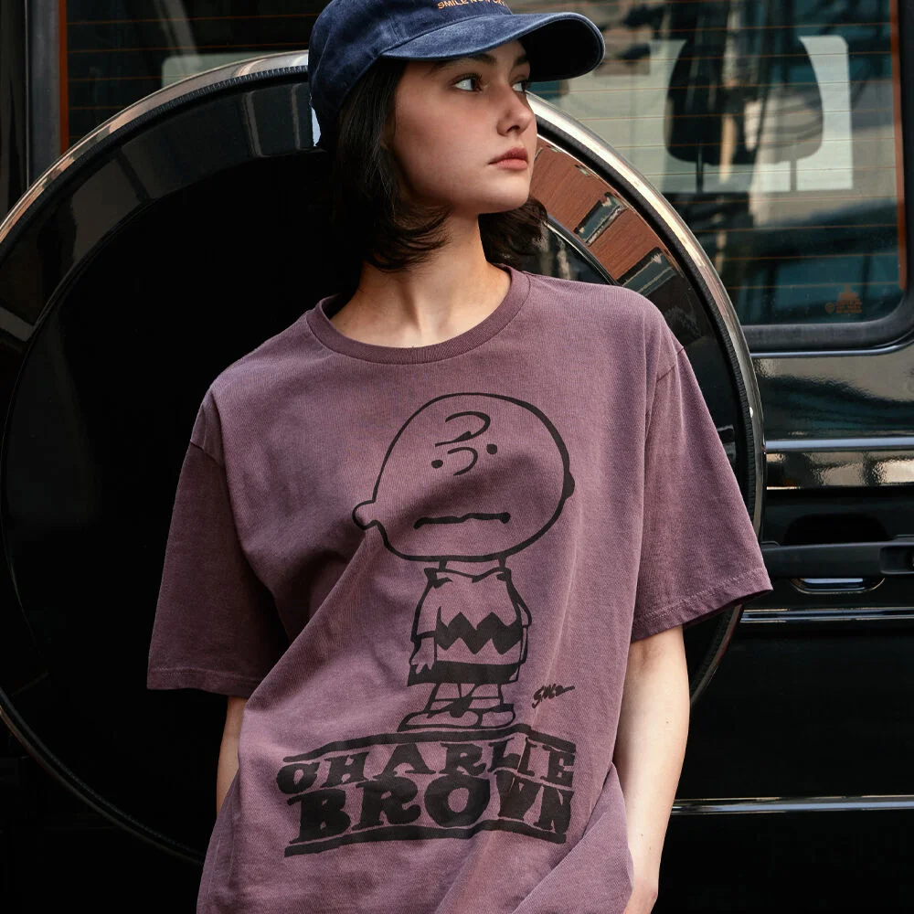Charlie 啡色 Pigment T恤 (BURGUNDY)