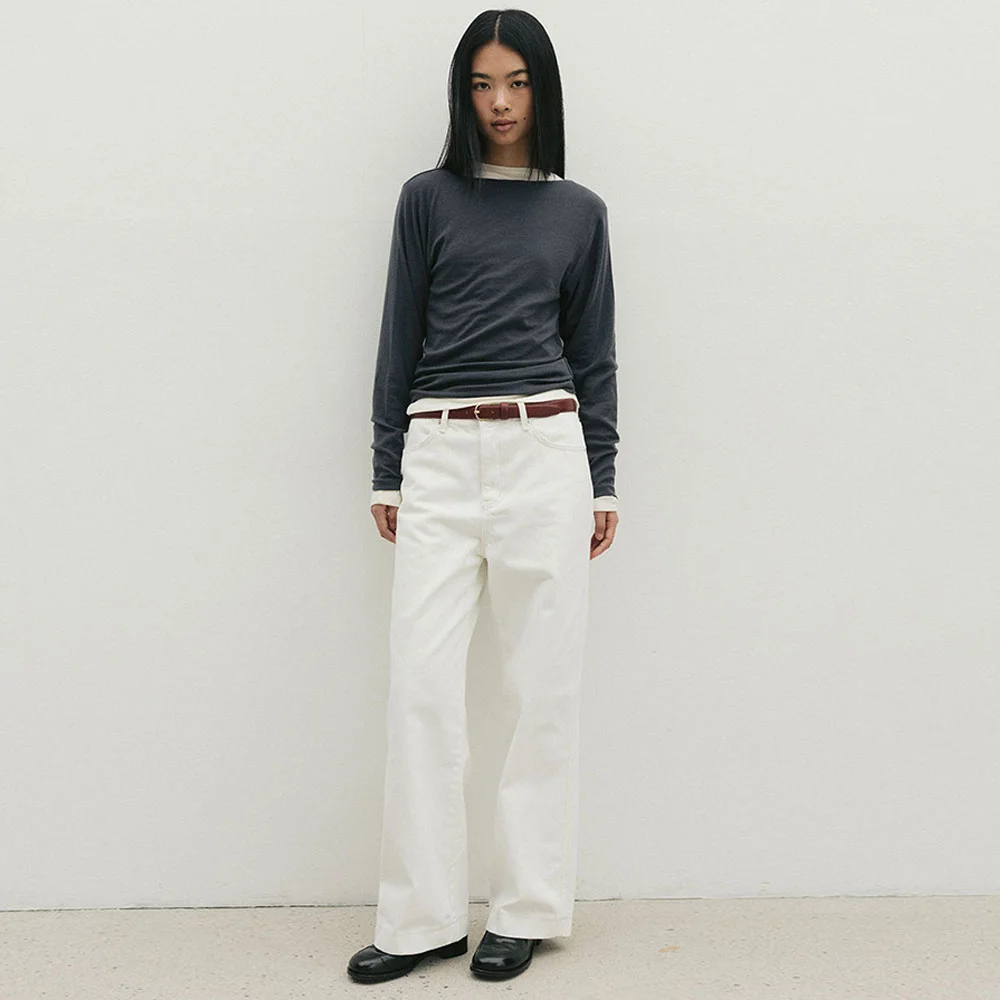 White Stitch Denim Pants(White)