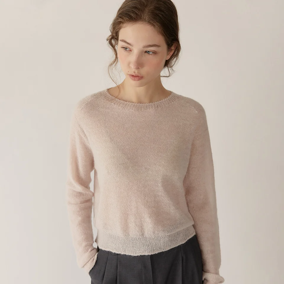 alpaca sheer pullover (light pink)