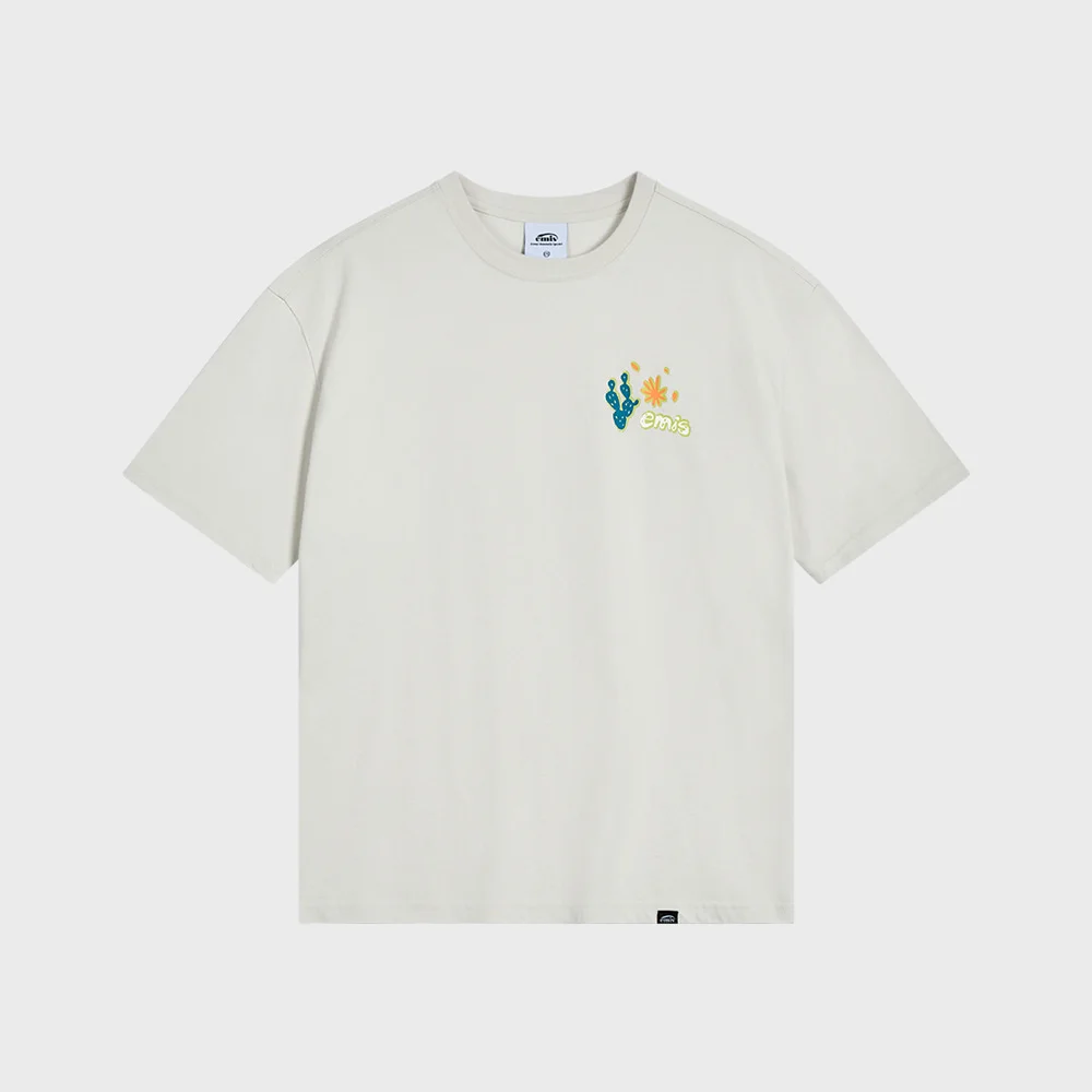 COASTAL EMBROIDERY T-SHIRT-CHALK WHITE