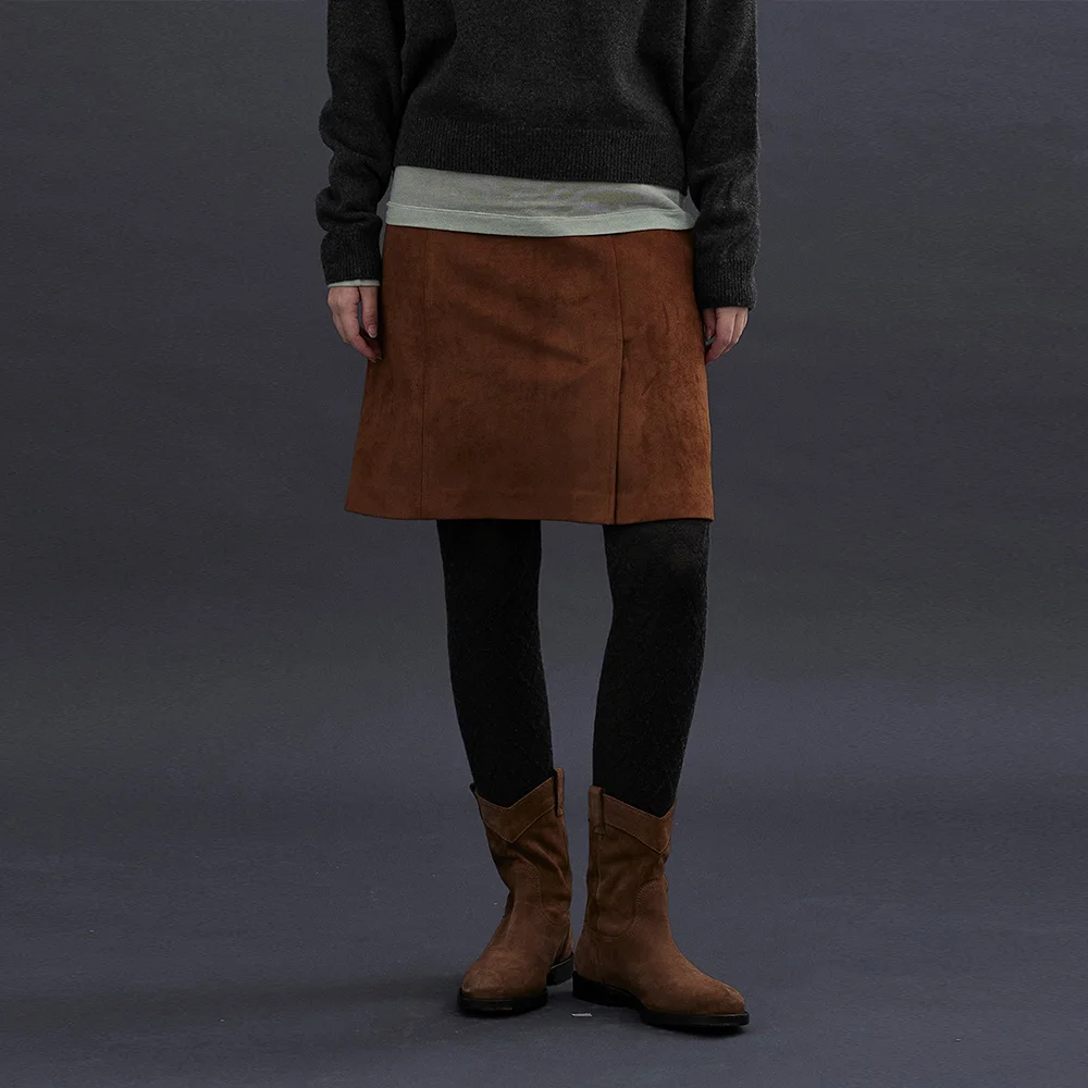 SUEDE MIDI SKIRT (camel brown)
