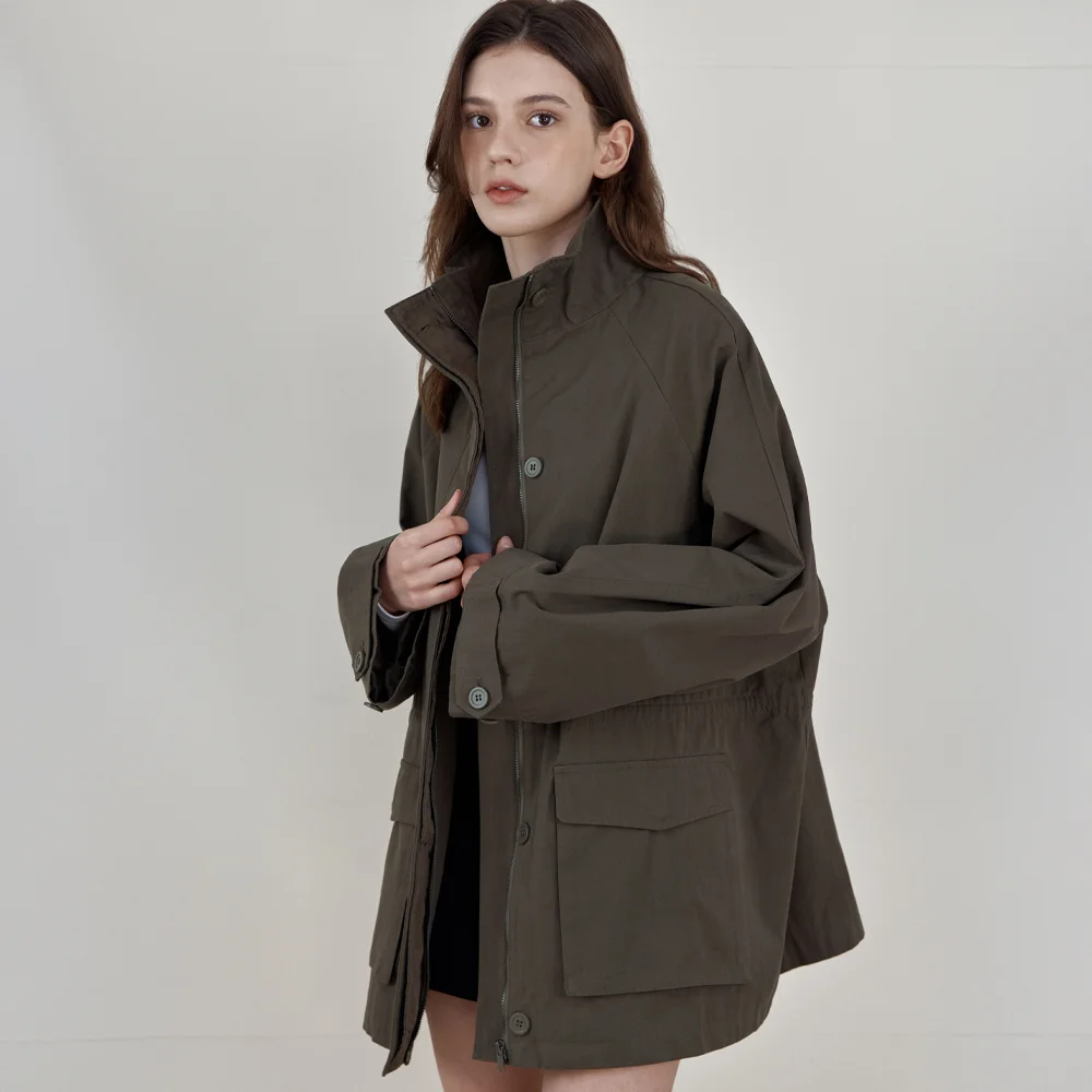 Work Cotton High Neck Jacket_KHAKI BROWN(WCB6OT03)