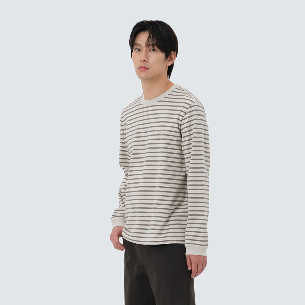 條紋 長袖 T恤 Dark Khaki (S25FMFTL12)