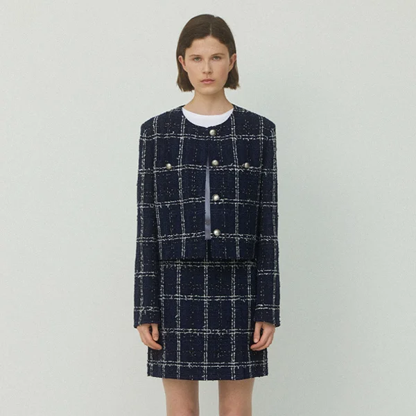 NAUV CHECK SET-UP TWEED JACKET(JK-2977)