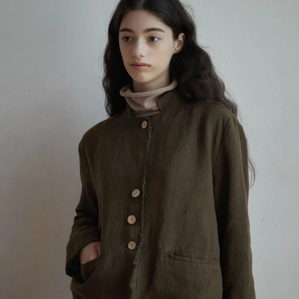 Vintage Solid Linen Jacket -3color