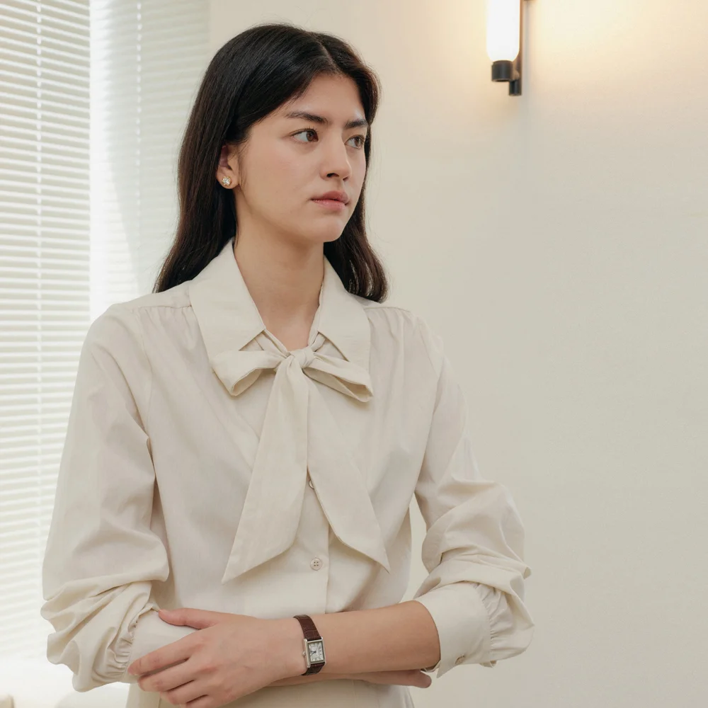 COLLAR TIE SHIRT_BEIGE