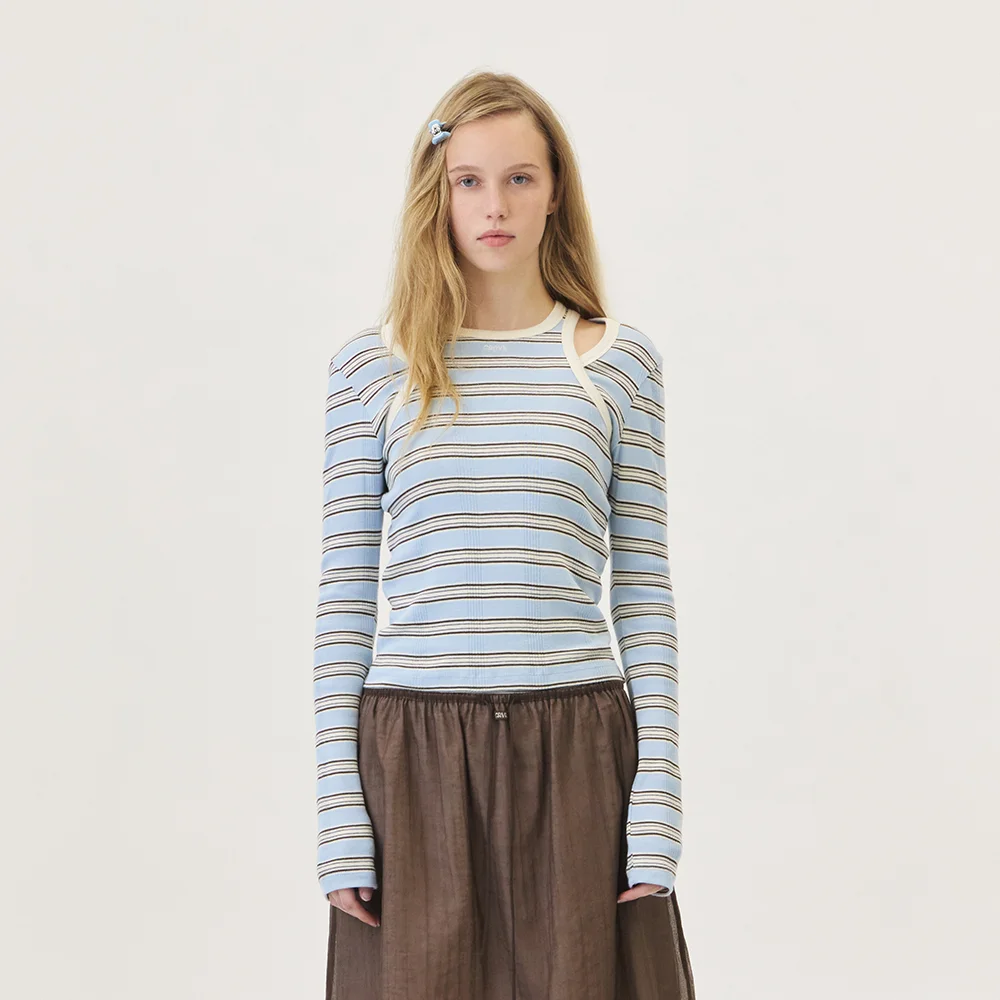 NANCY STRIPE L/S T-SHIRT (LIGHT BLUE)