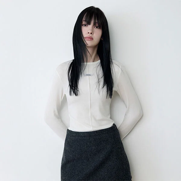 LINE DETAIL WOOL LONG SLEEVE IVORY