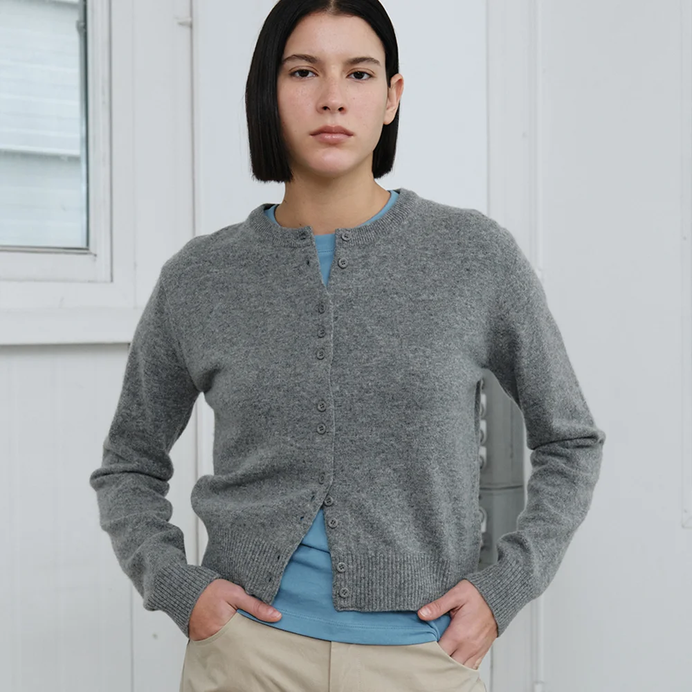 fine wool cardigan - charcoal