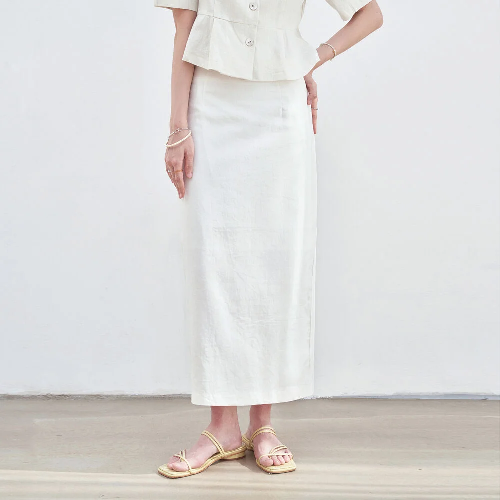 SLIM H-LINE LONG SKIRT_IVORY
