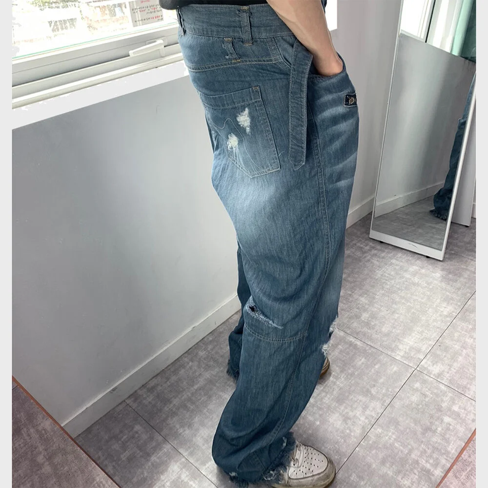 bluesf semi-flare vintage washing destroyed jeans